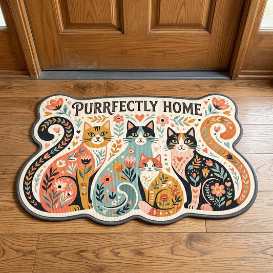 Purrfectly Home Cats Custom Shape Doormat GFTOQM4660