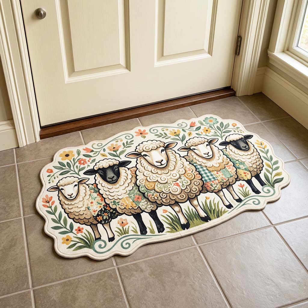 Farm Sheep Custom Shape Doormat GFTOQM4665