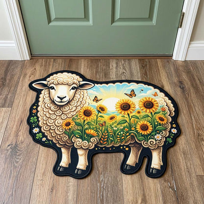 Sunflower Sheep Custom Shape Doormat GFTOQM4667