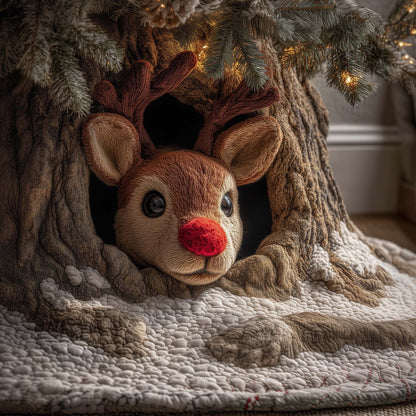 Fuzzy Rudolph Quilted Tree Skirt GFTOQM467