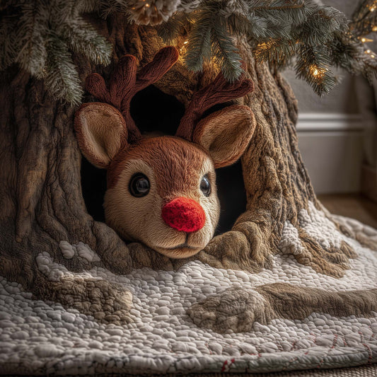 Fuzzy Rudolph Quilted Tree Skirt GFTOQM467