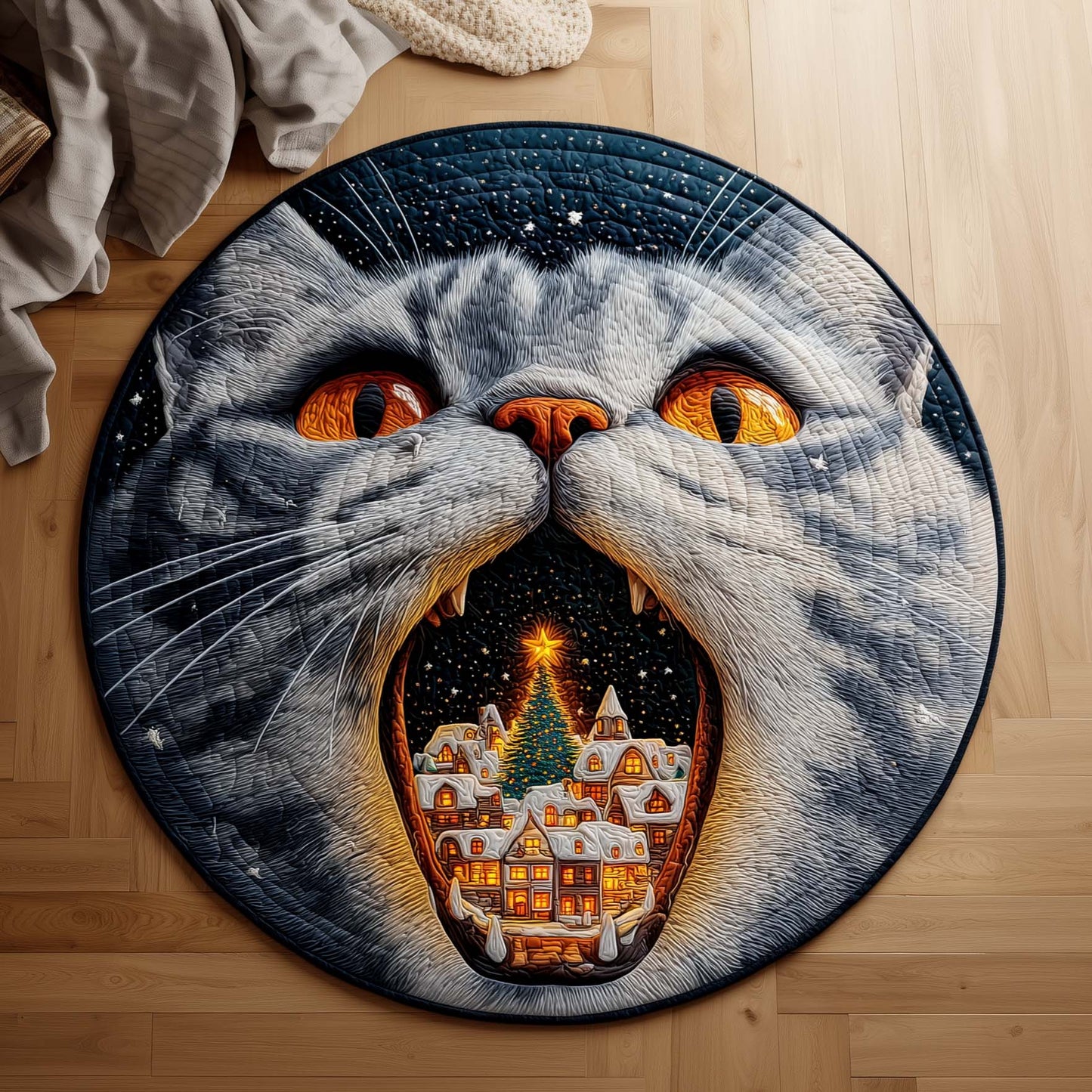 Cat Quilted Round Mat GFTOQM46