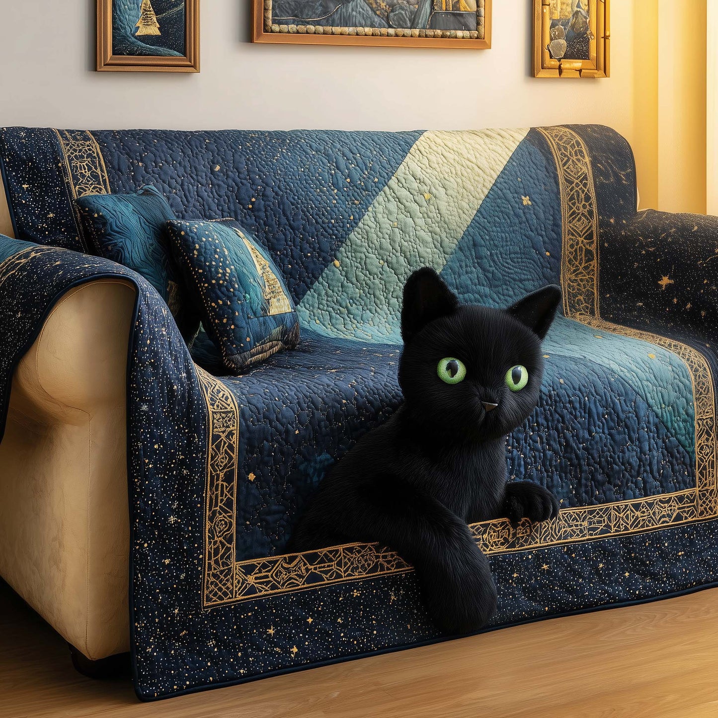 Celestial Cat Quilted Sofa Cover GFTOQM470