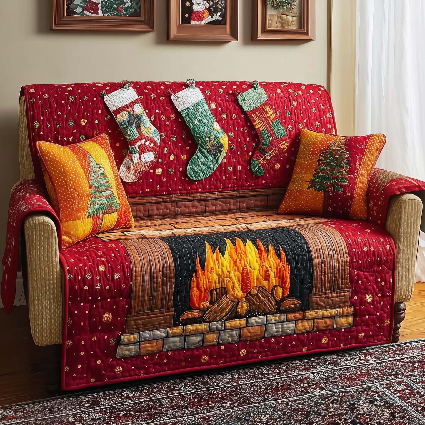 Warm Hearth Quilted Sofa Cover GFTOQM474