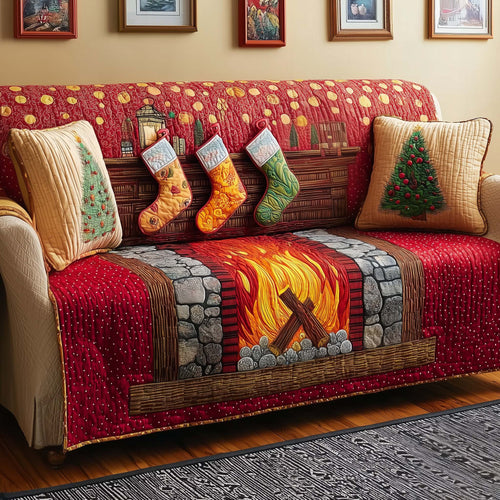Holiday Hearth Quilted Sofa Cover GFTOQM475