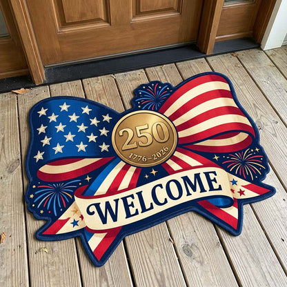Ribbon Welcome Custom Shape Doormat GFTOQM4776