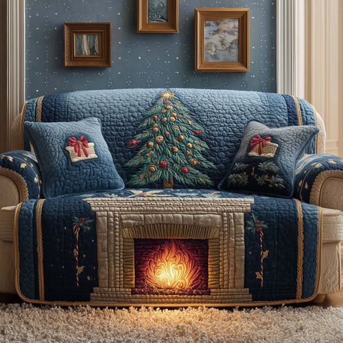 Stone Fireplace Quilted Sofa Cover GFTOQM478