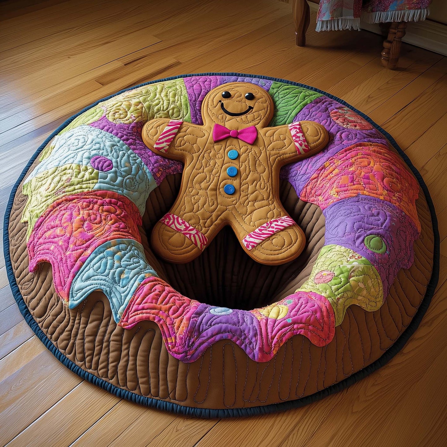 Gingerbread Fort Quilted Round Mat GFTOQM481