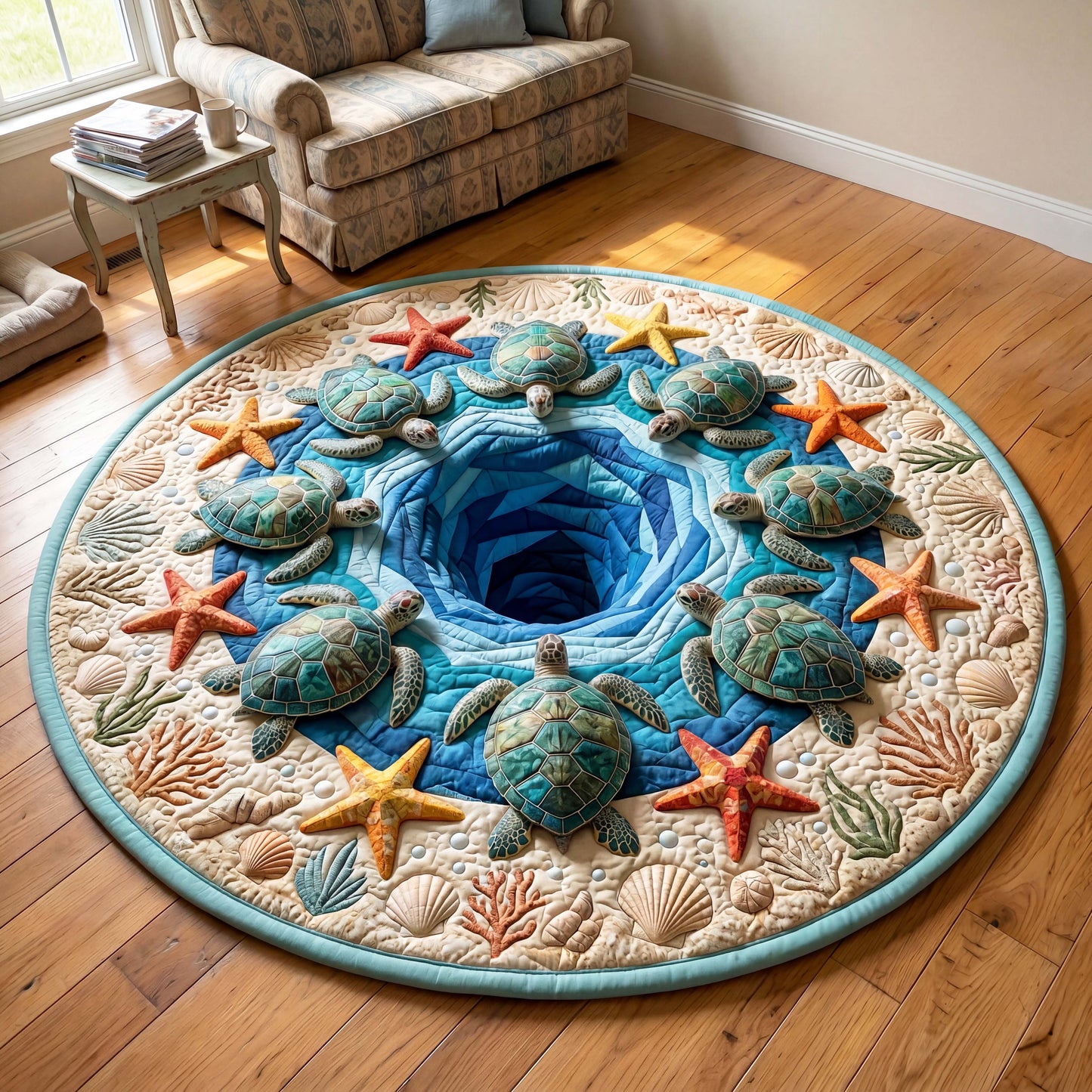 Turtle Whirlpool Quilted Round Mat GFTOQM4841