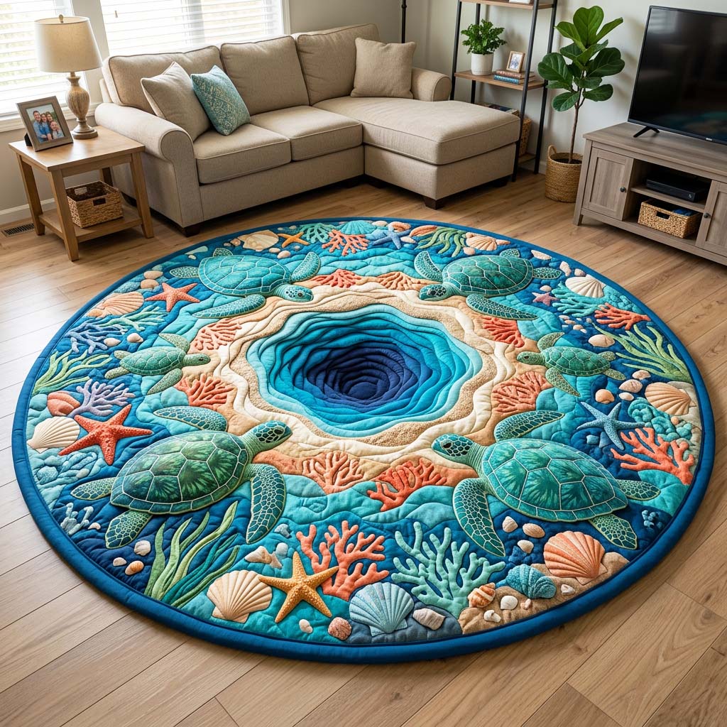 Lagoon Spiral Quilted Round Mat GFTOQM4844