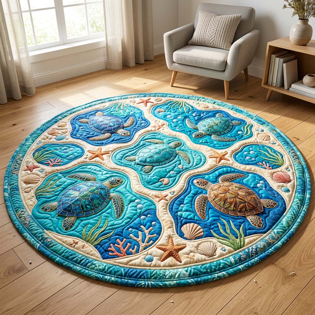 Marine Harmony Quilted Round Mat GFTOQM4846