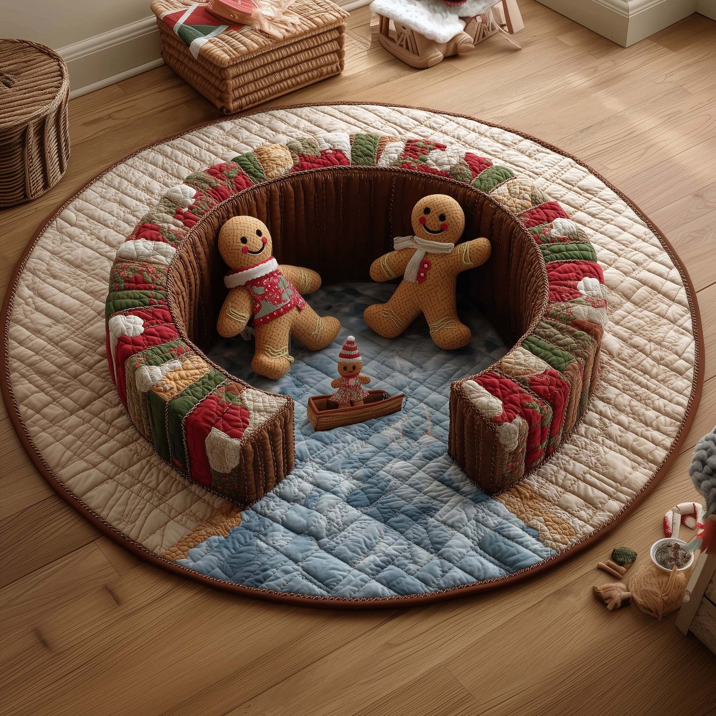 Gingerbread Cove Quilted Round Mat GFTOQM489