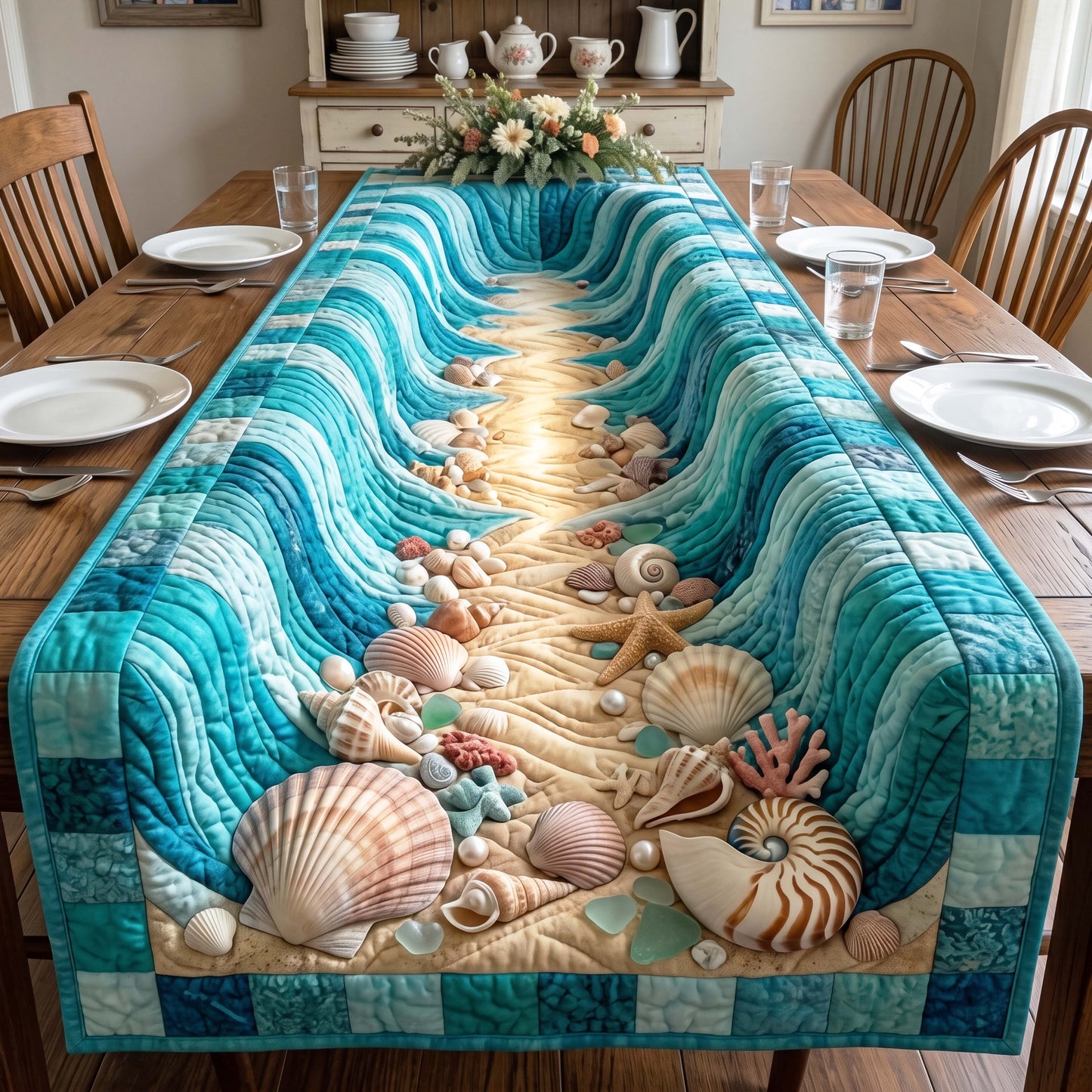 Tidal Escape Quilted Table Runner GFTOQM4903