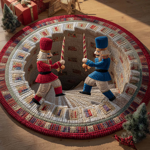 Dueling Nutcrackers Quilted Round Mat GFTOQM491