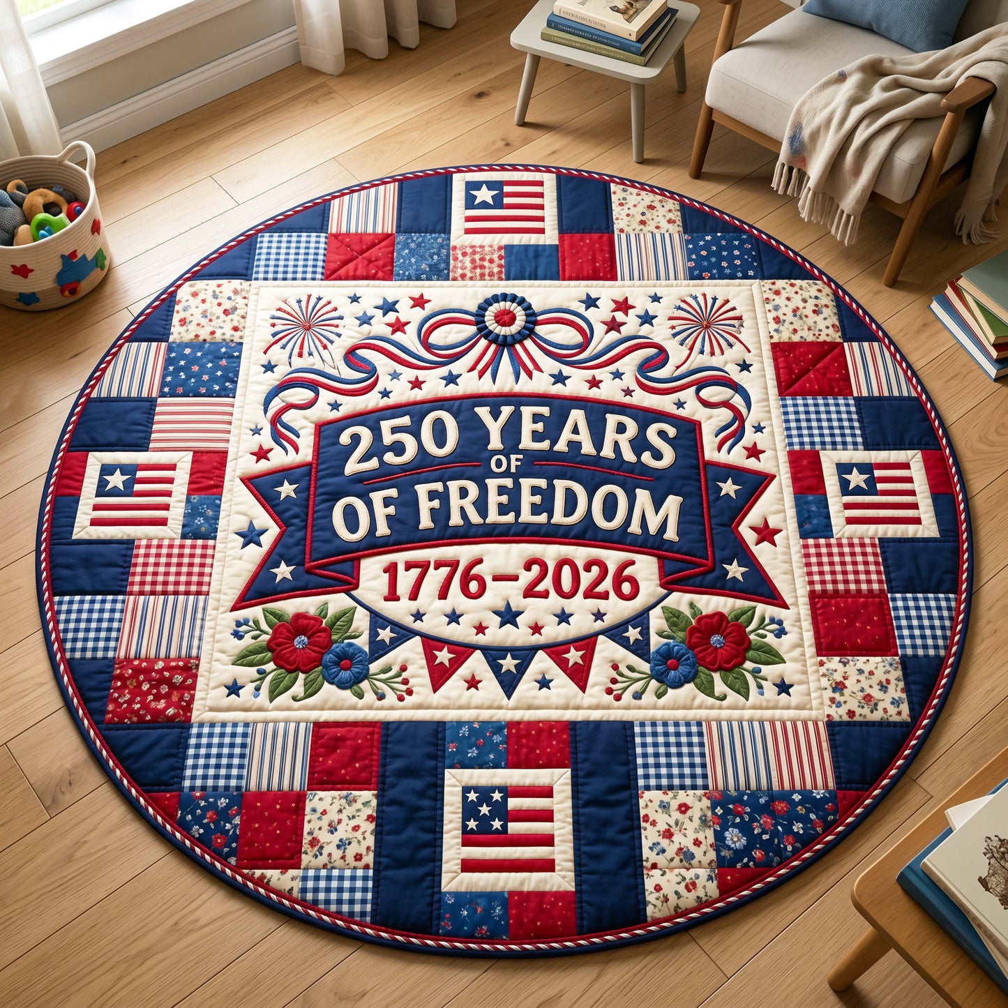 Freedom Banner Quilted Round Mat GFTOQM4953