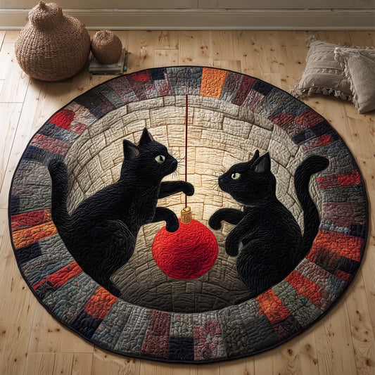 Ornament Cats Quilted Round Mat GFTOQM496