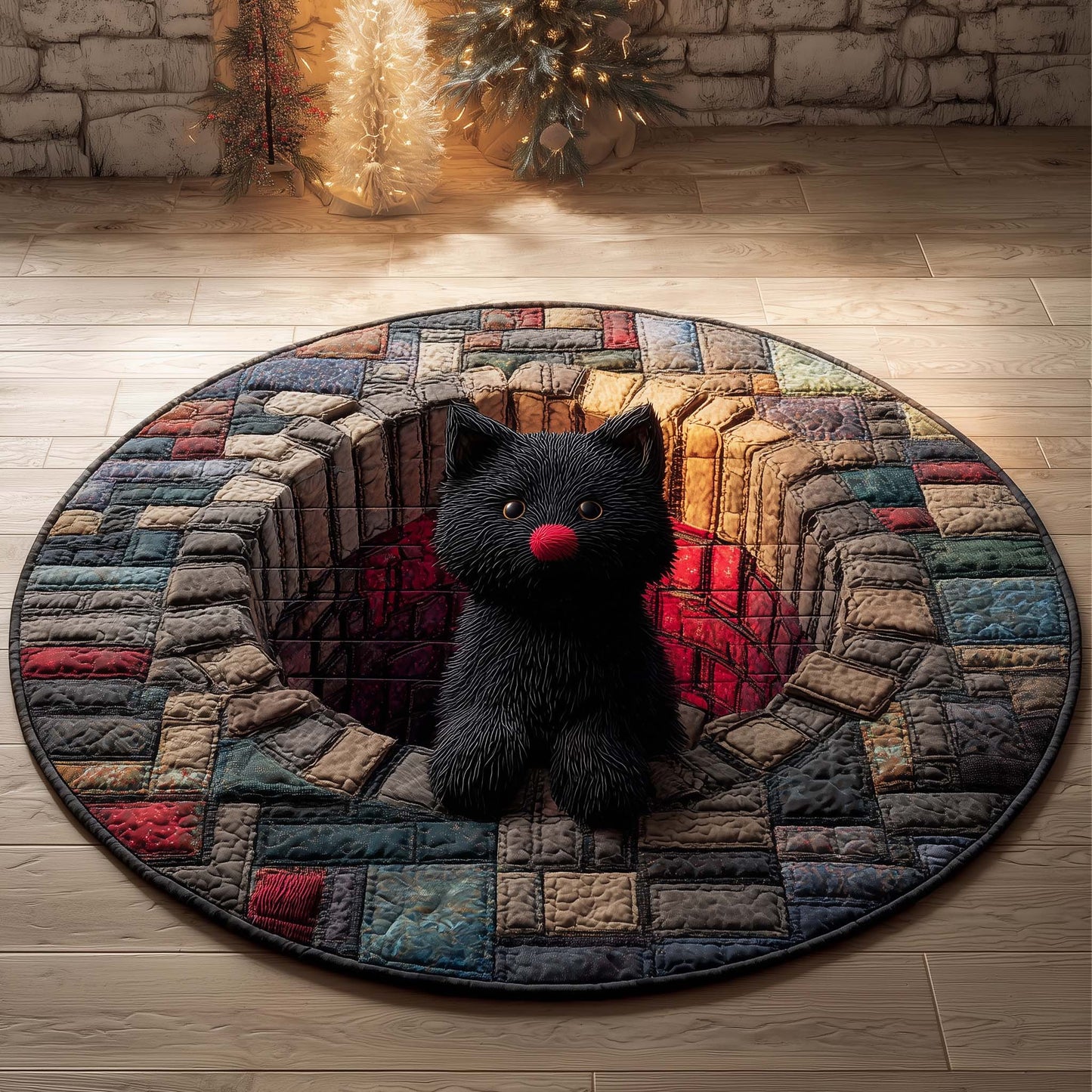 Rednose Kitty Quilted Round Mat GFTOQM498