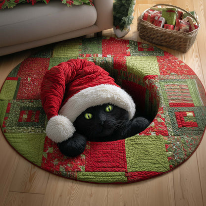 Santa Cat Quilted Round Mat GFTOQM500