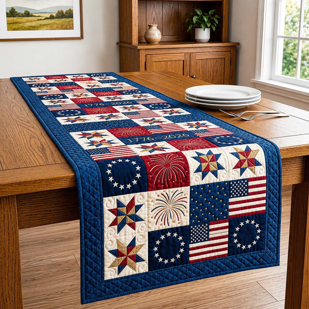 American Flag Quilted Table Runner GFTOQM5017