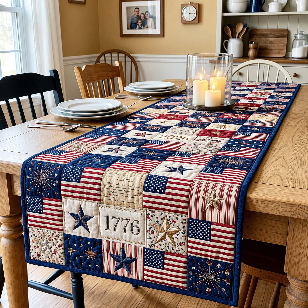 American Flag Quilted Table Runner GFTOQM5018