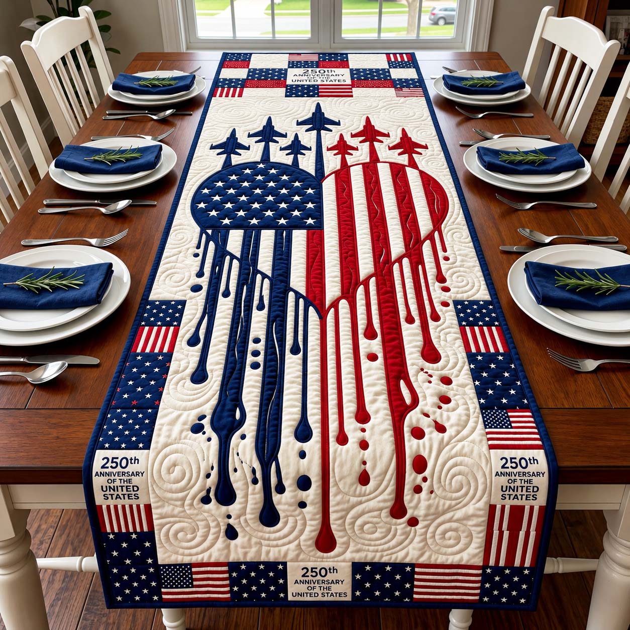 Freedom Drip Quilted Table Runner GFTOQM5037