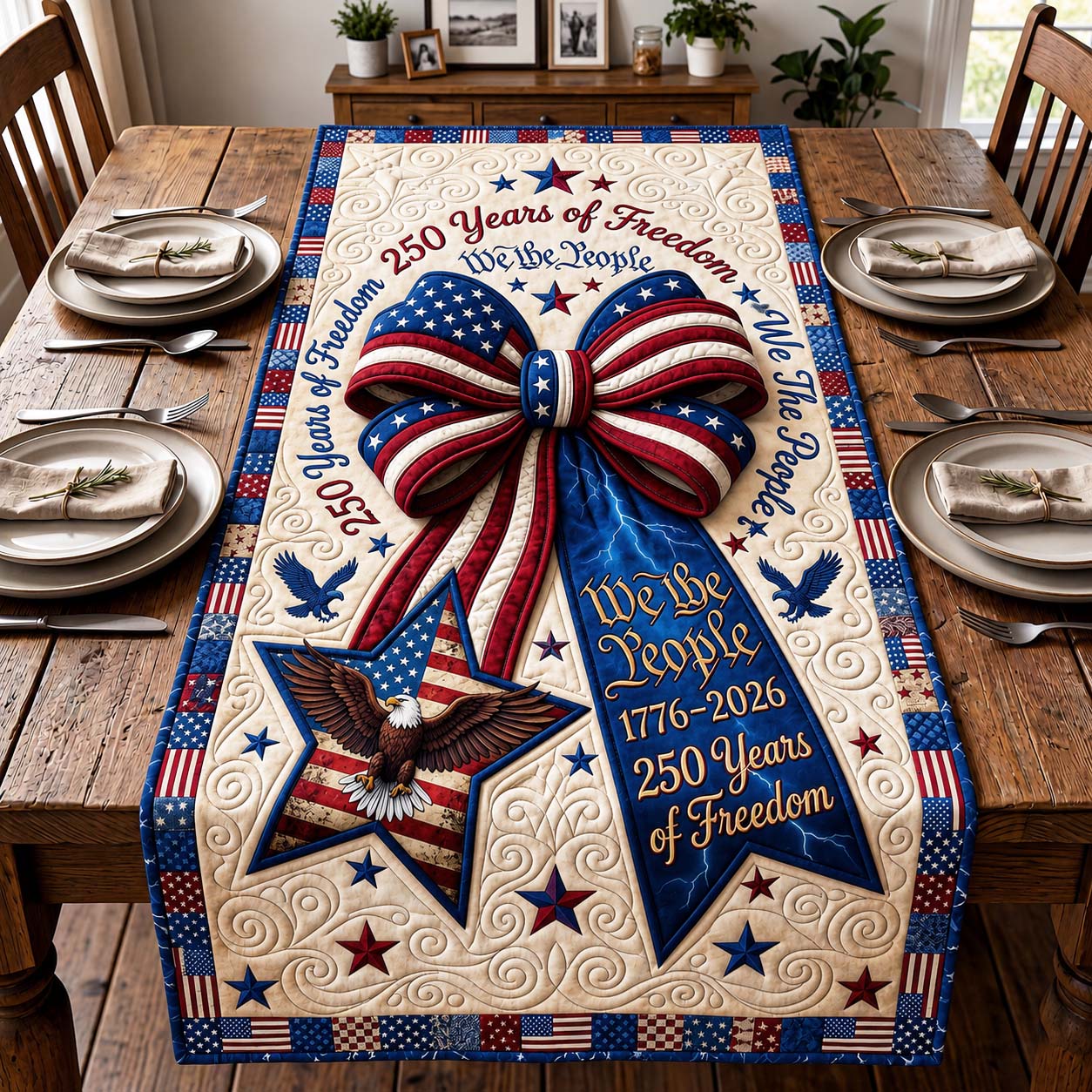 Freedom Ribbon Quilted Table Runner GFTOQM5042