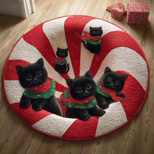 Peppermint Kittens Quilted Round Mat GFTOQM504