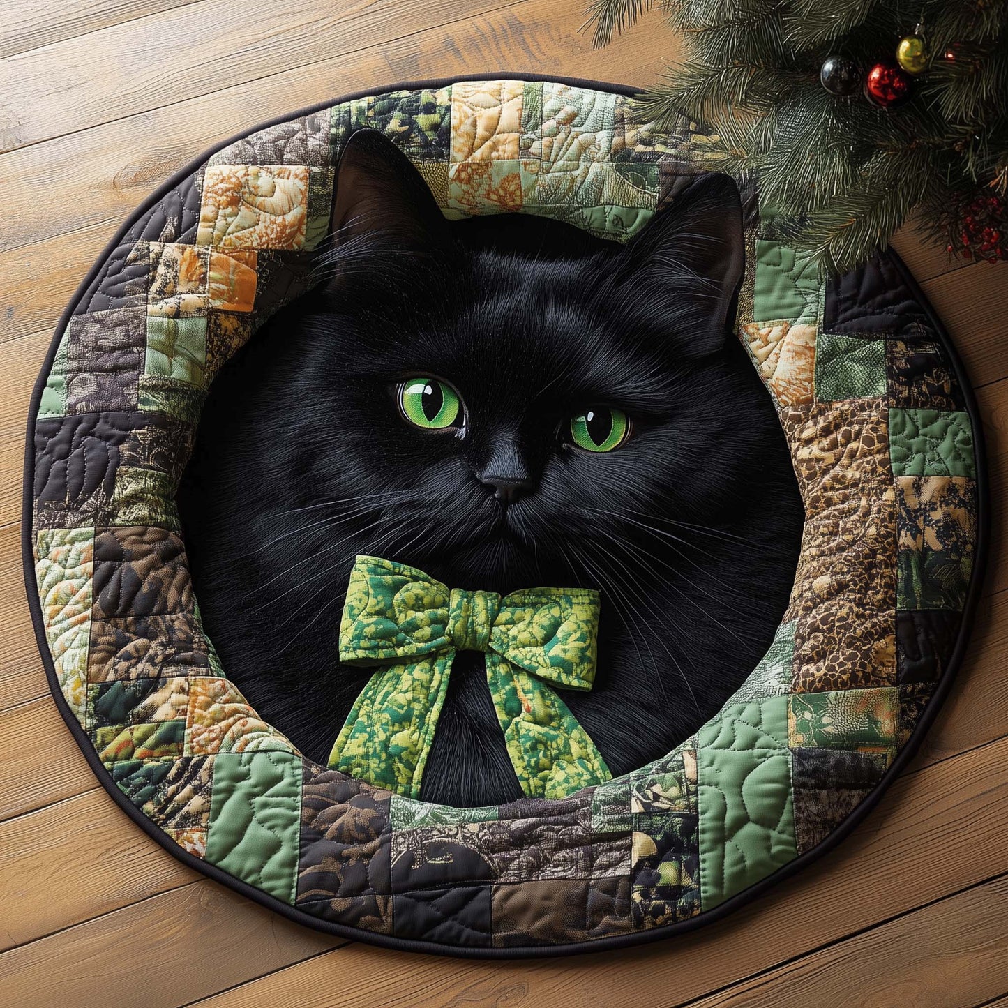 Bowtie Cat Quilted Round Mat GFTOQM505