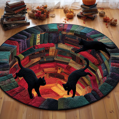 Bookish Cats Quilted Round Mat GFTOQM507