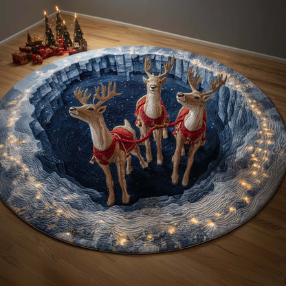 Flying Reindeer Quilted Round Mat GFTOQM512