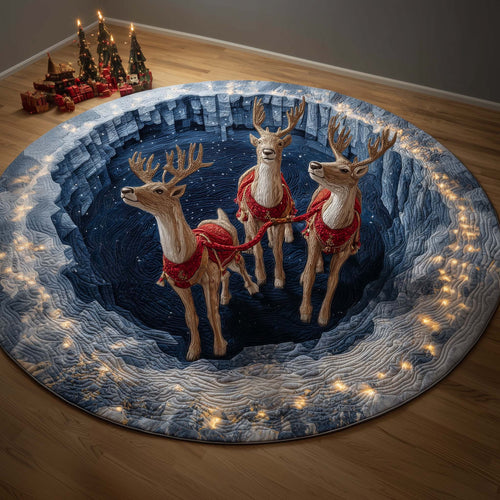 Flying Reindeer Quilted Round Mat GFTOQM512