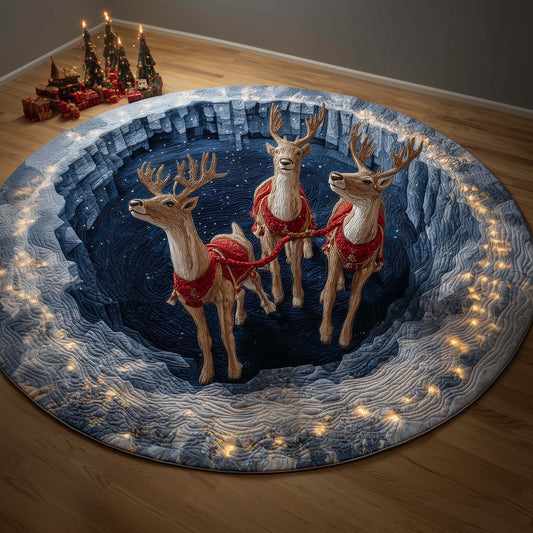 Flying Reindeer Quilted Round Mat GFTOQM512