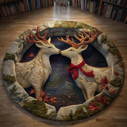 Kissing Stags Quilted Round Mat GFTOQM515