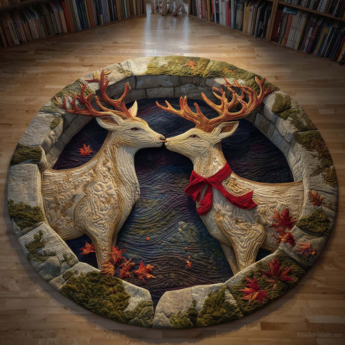 Kissing Stags Quilted Round Mat GFTOQM515