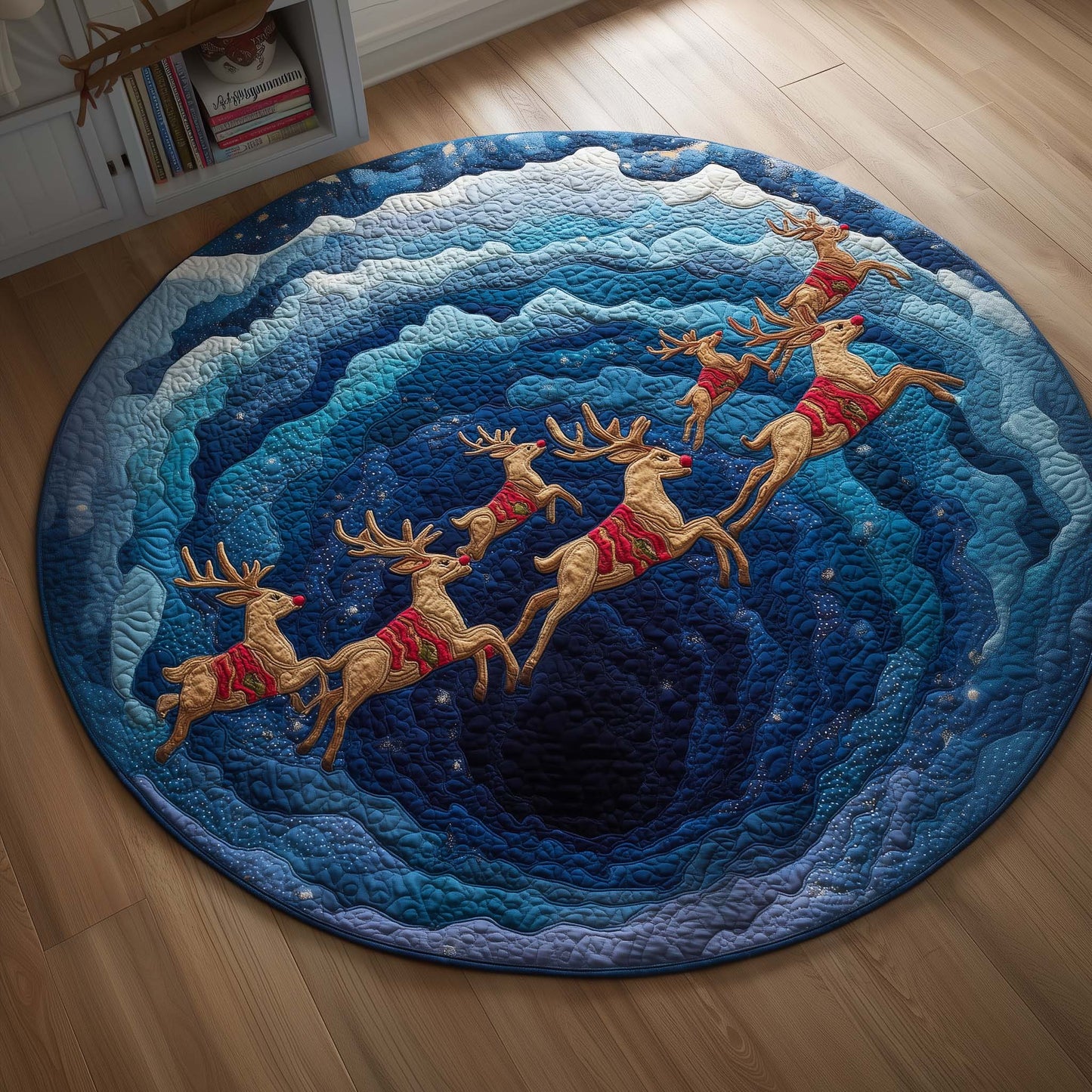 Reindeer Spiral Quilted Round Mat GFTOQM517