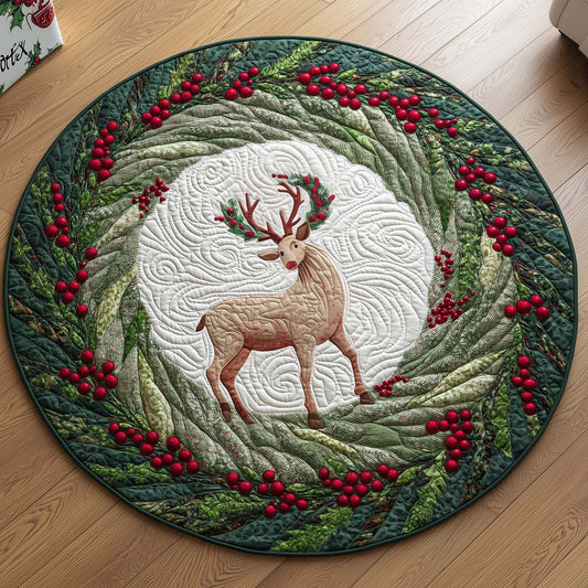 Wreath Stag Quilted Round Mat GFTOQM518
