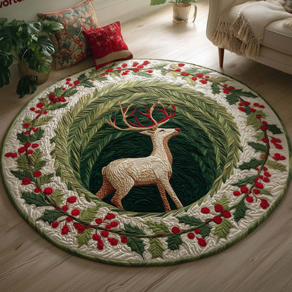 Holly Stag Quilted Round Mat GFTOQM519