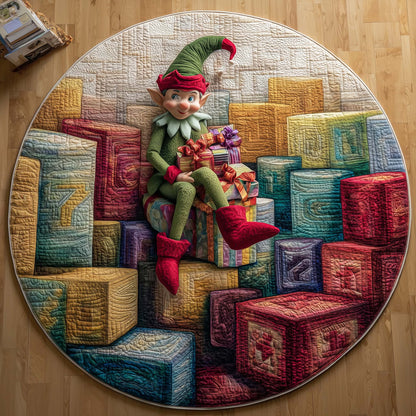 Gift Elf Quilted Round Mat GFTOQM522