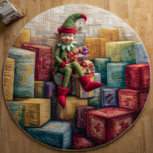 Gift Elf Quilted Round Mat GFTOQM522