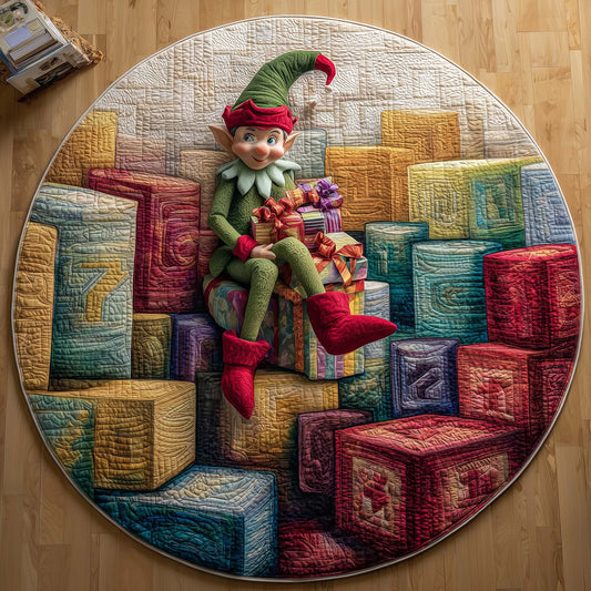 Gift Elf Quilted Round Mat GFTOQM522