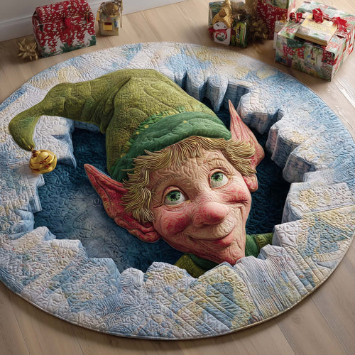 Peeking Elf Quilted Round Mat GFTOQM523
