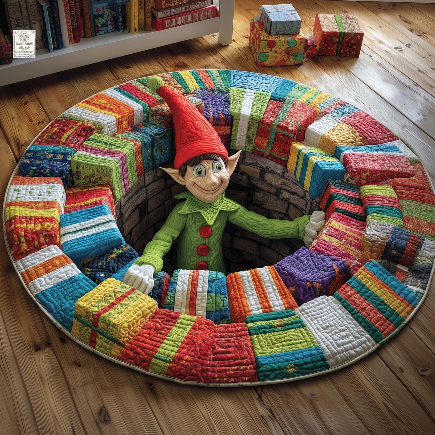Present Elf Quilted Round Mat GFTOQM524