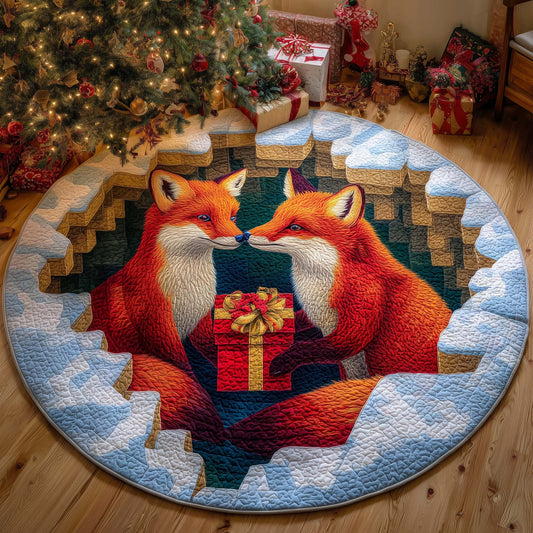 Gifting Foxes Quilted Round Mat GFTOQM528