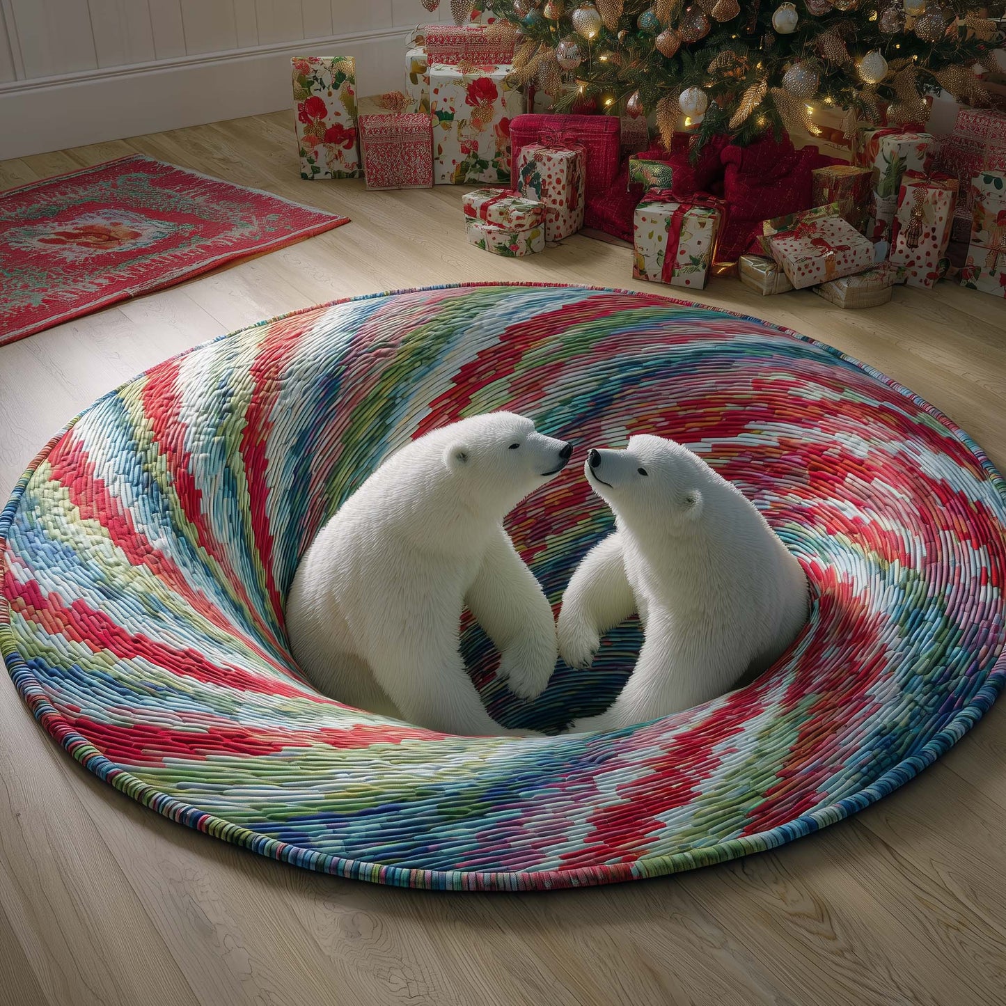 Swirl Bears Quilted Round Mat GFTOQM537