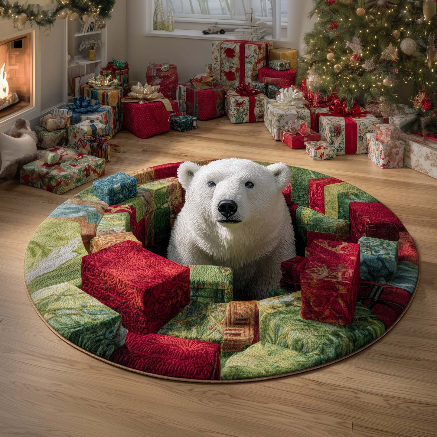 Gift Bear Quilted Round Mat GFTOQM542