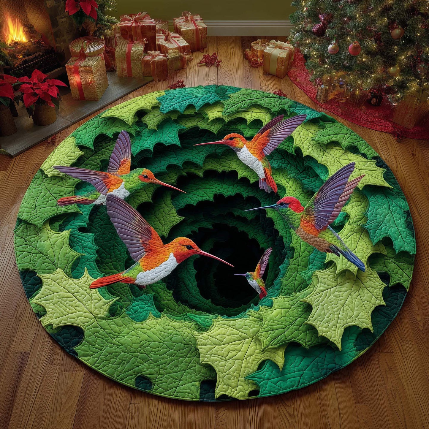 Flying Hummingbirds Quilted Round Mat GFTOQM544