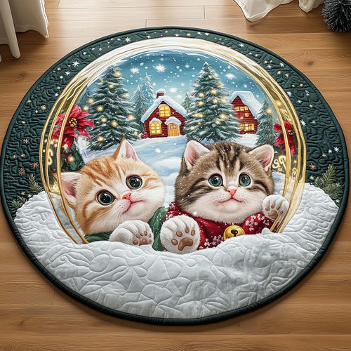 Christmas Kittens Quilted Round Mat GFTOQM54
