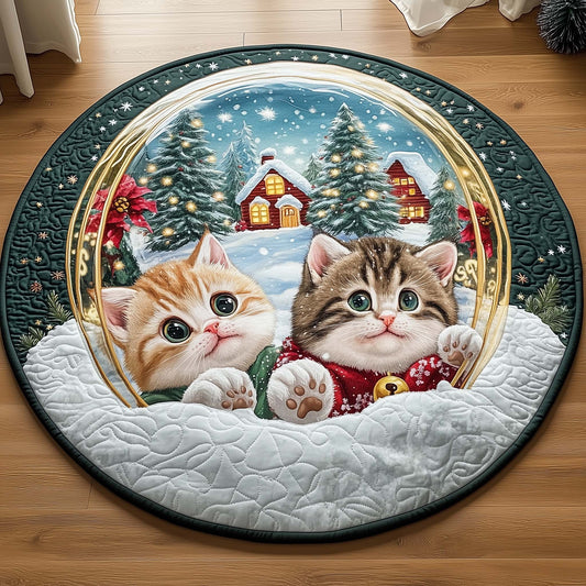 Christmas Kittens Quilted Round Mat GFTOQM54