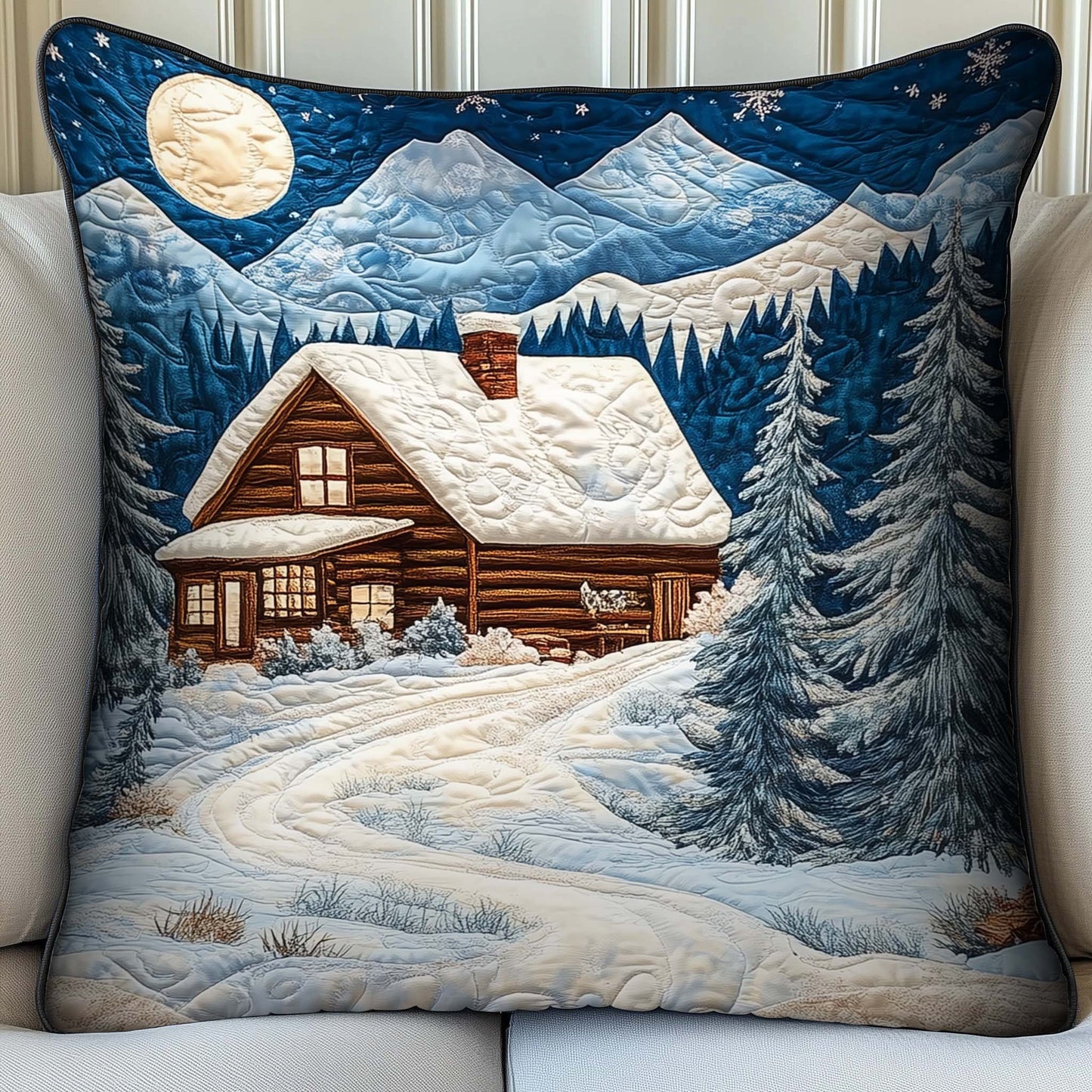 Moonlit Cabin Quilted Pillow Case GFTOQM551