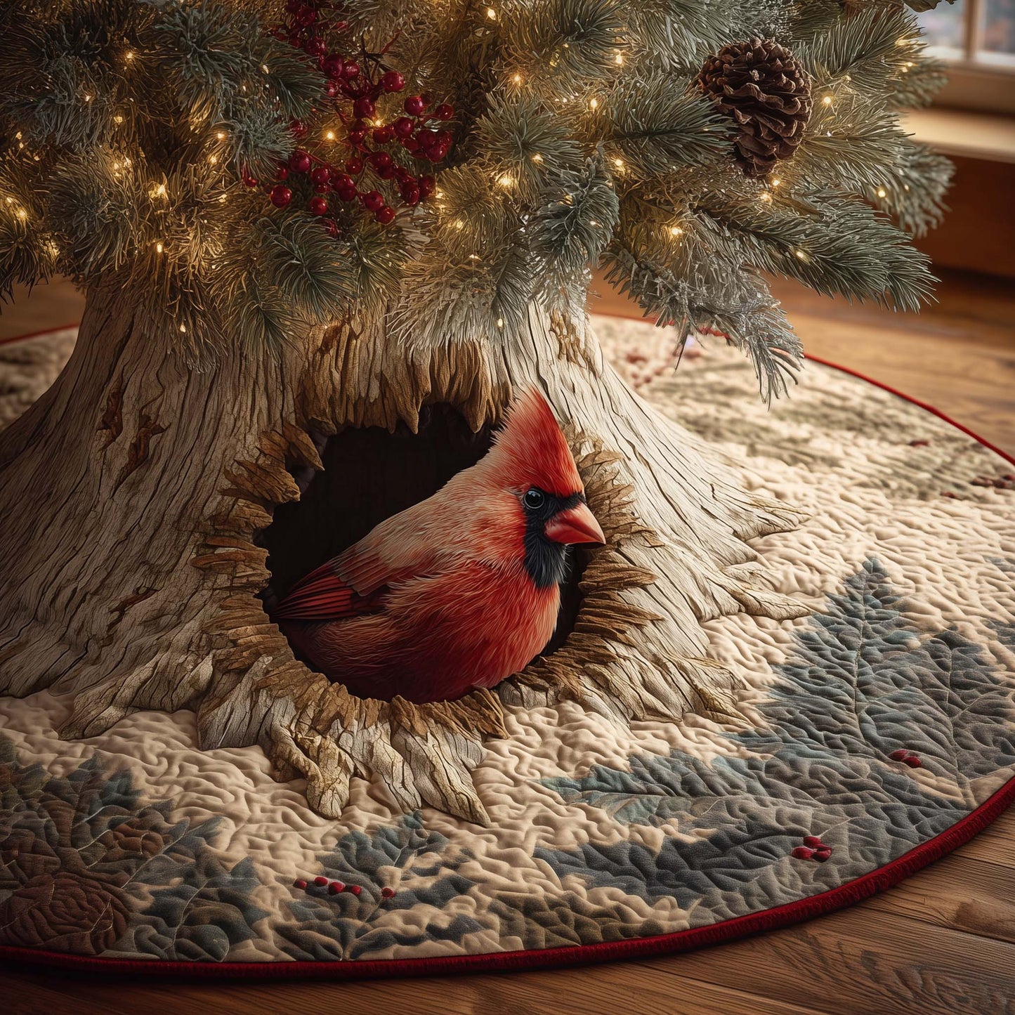 Branch Cardinal Quilted Tree Skirt GFTOQM556